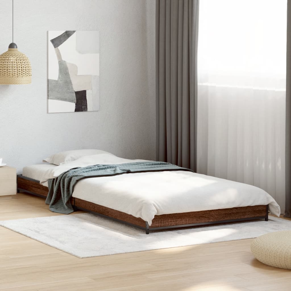 Bed Frame without Mattress Brown Oak 75x190 cm Small Single
